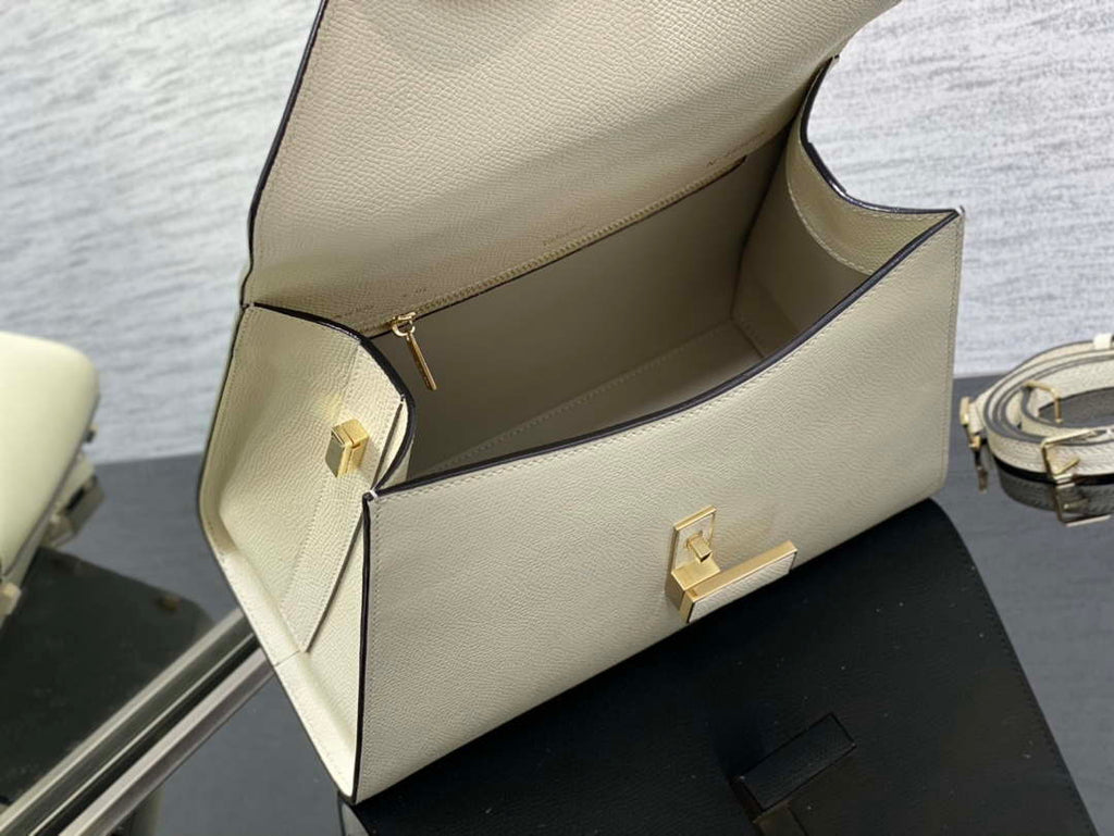 Valextra WBES0056028 Iside Top Handle Medium Bag White