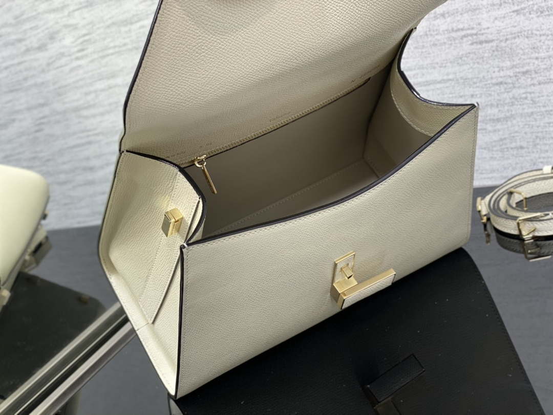 Valextra WBES0056028 Iside Top Handle Medium Bag White