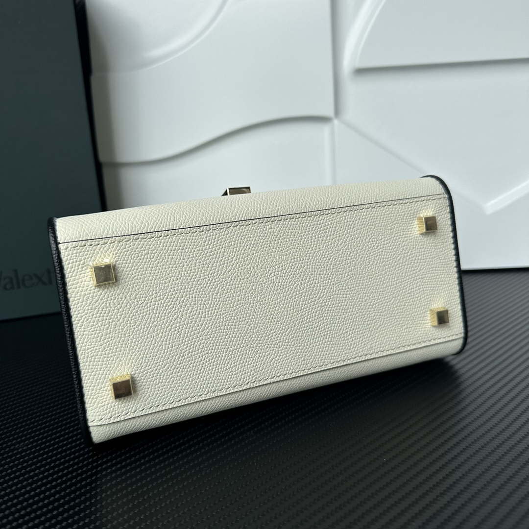Valextra Iside Top Handle Mini Bag WBES0036028 White and Black