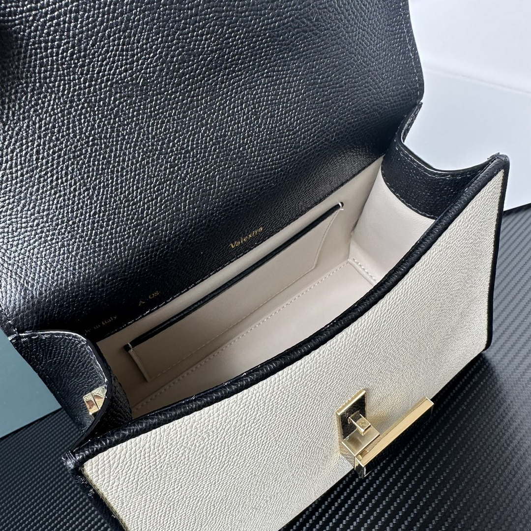 Valextra Iside Top Handle Mini Bag WBES0036028 White and Black