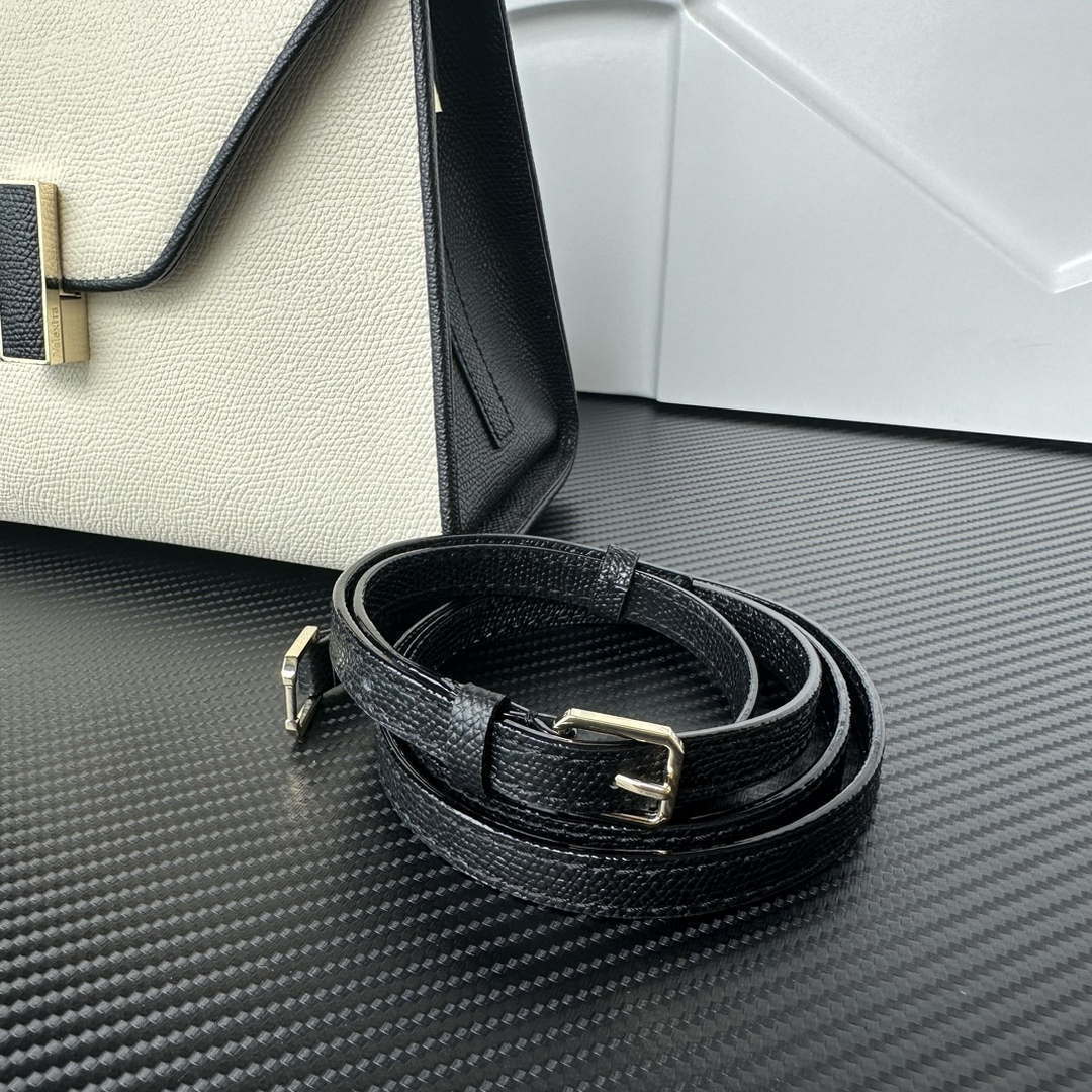 Valextra Iside Top Handle Mini Bag WBES0036028 White and Black