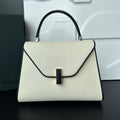 Valextra WBES0056028 Iside Top Handle Medium Bag White and Black