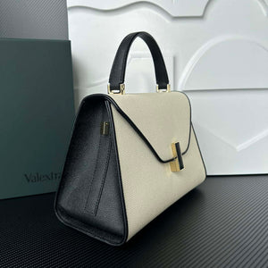 Valextra WBES0056028 Iside Top Handle Medium Bag White and Black - Default Title - View 2