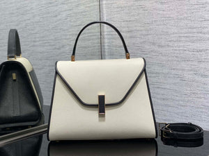 Valextra WBES0056028 Iside Top Handle Medium Bag White & Black - Default Title - View 1