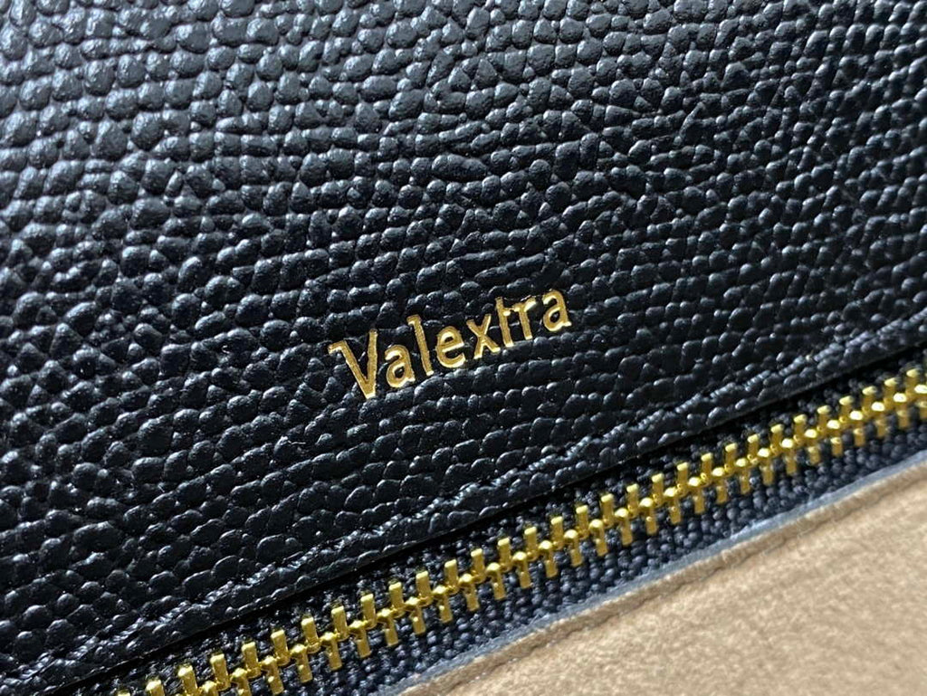 Valextra WBES0056028 Iside Top Handle Medium Bag White & Black