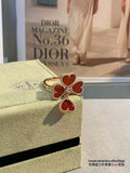 Van Cleef & Arpels VCARN5P600 Sweet Alhambra Effeuillage Carnelian 18KT Gold Ring