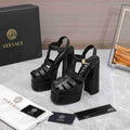 Versace 221404 Black 'La Medusa' Platform Mary Jane Heels Sandals 130mm V500381