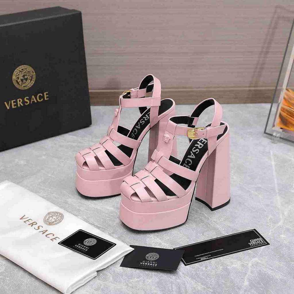 Versace 221404 Pink 'La Medusa' Platform Mary Jane Heels 130mm V500383