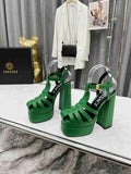 Versace 221404 Green 'La Medusa' Platform Mary Jane Heels 130mm V500386