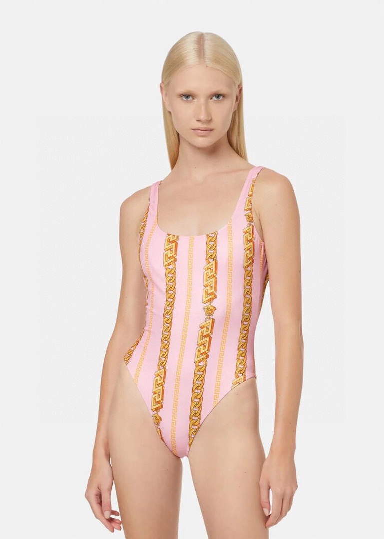 Versace Chain Pinstripe One-Piece Swimsuit 1001408
