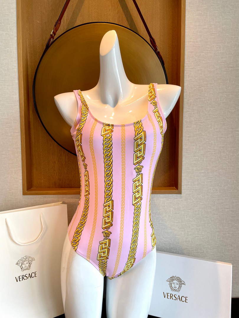 Versace Chain Pinstripe One-Piece Swimsuit 1001408 - S - View 1