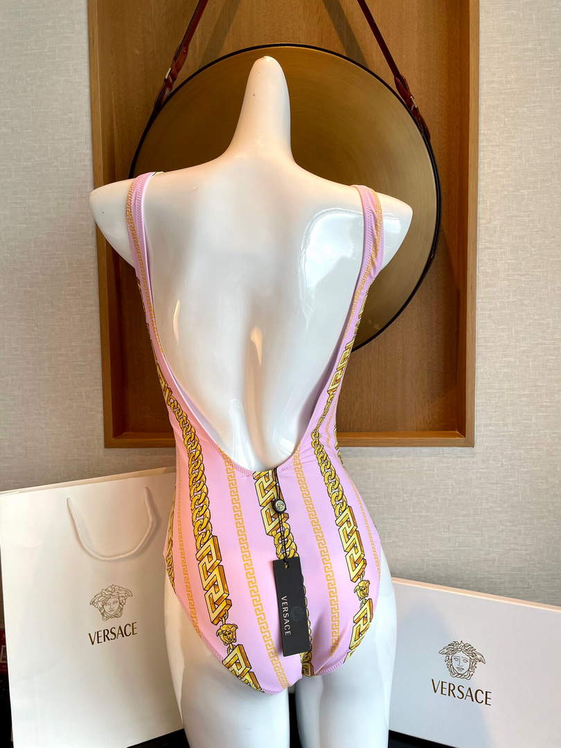Versace Chain Pinstripe One-Piece Swimsuit 1001408