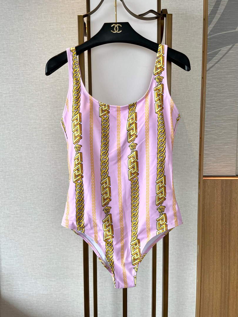 Versace Chain Pinstripe One-Piece Swimsuit 1001408