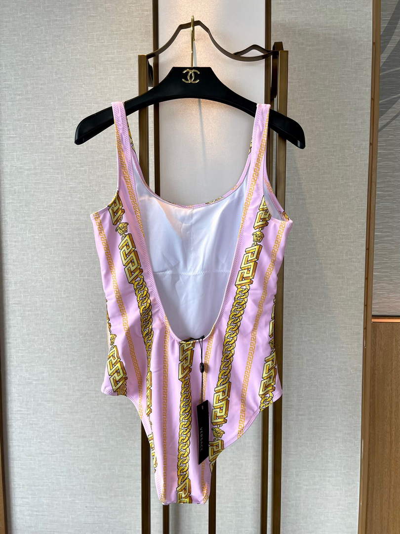 Versace Chain Pinstripe One-Piece Swimsuit 1001408