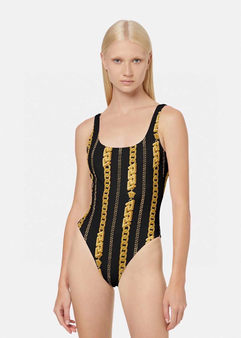 Versace Chain Pinstripe One-Piece Swimsuit 1001409