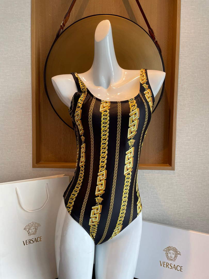 Versace Chain Pinstripe One-Piece Swimsuit 1001409 - S - View 1