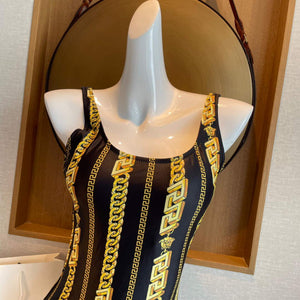 Versace Chain Pinstripe One-Piece Swimsuit 1001409 - S - View 3