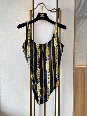 Versace Chain Pinstripe One-Piece Swimsuit 1001409 - S - View 6