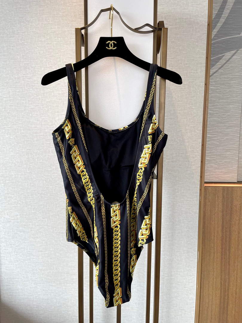 Versace Chain Pinstripe One-Piece Swimsuit 1001409