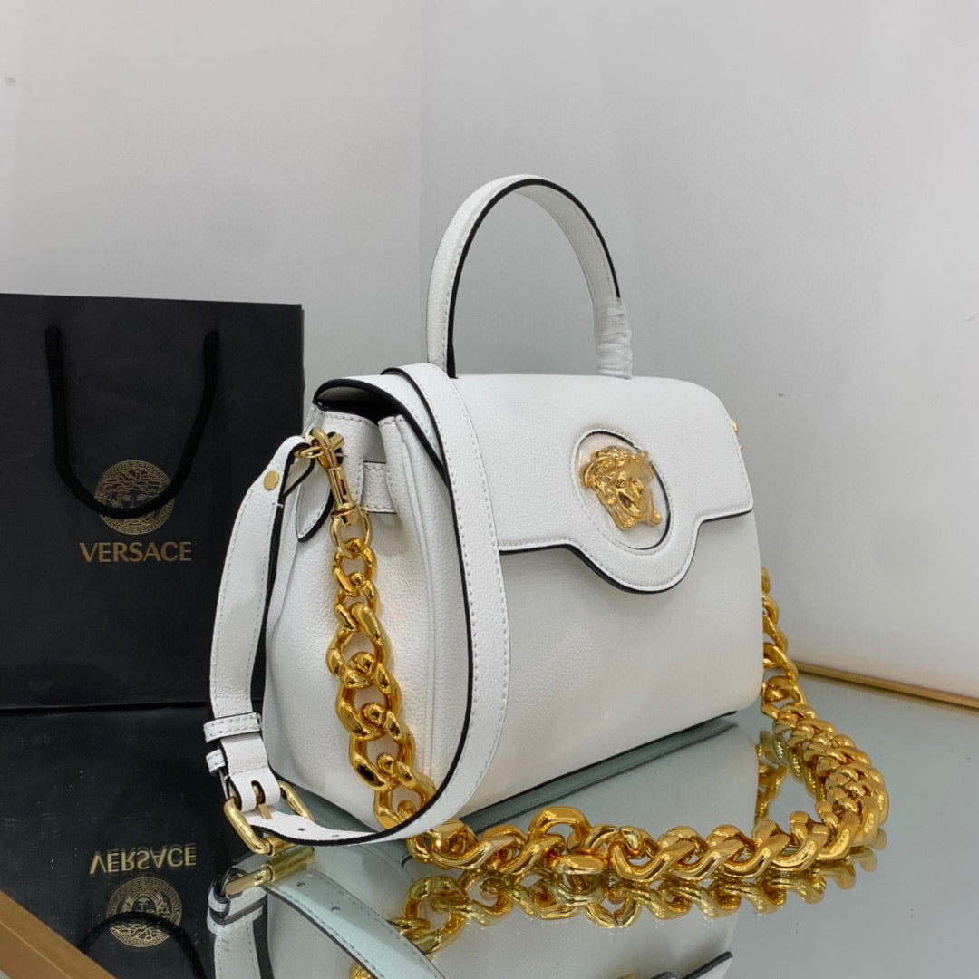 Versace DBFI039 La Medusa Medium Handbag 1039 White Gold