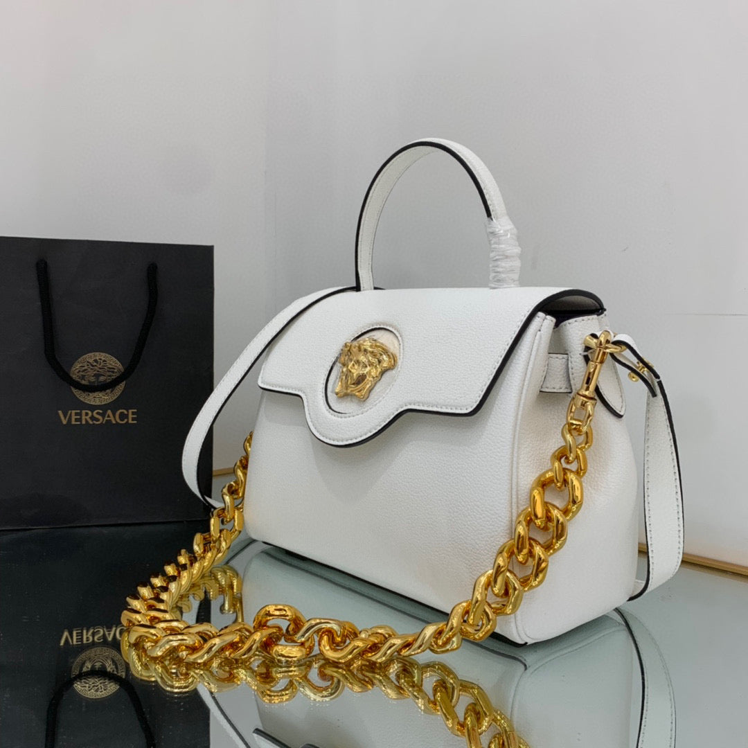 Versace DBFI039 La Medusa Medium Handbag 1039 White Gold