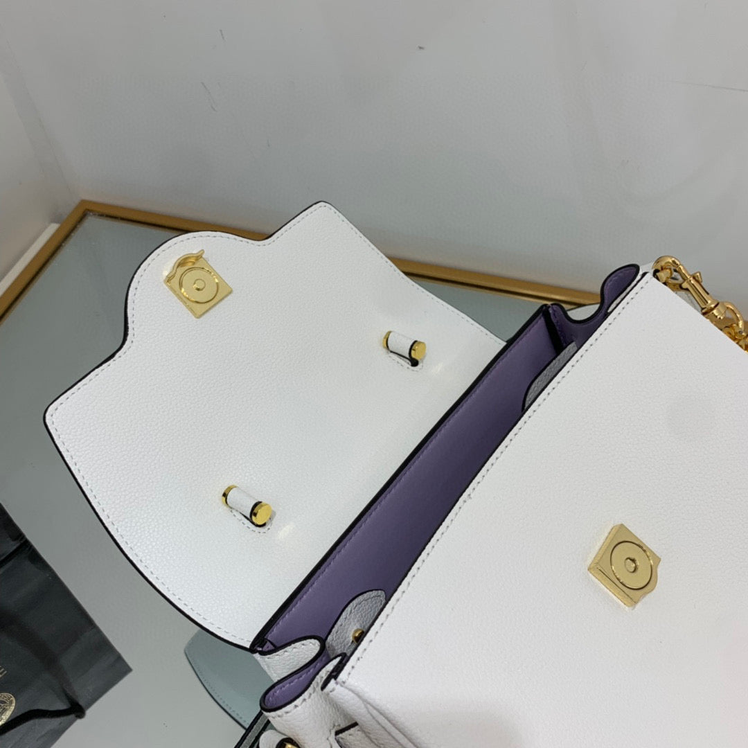 Versace DBFI039 La Medusa Medium Handbag 1039 White Gold
