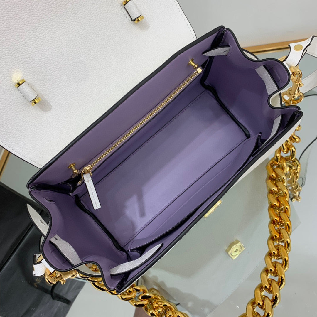 Versace DBFI039 La Medusa Medium Handbag 1039 White Gold