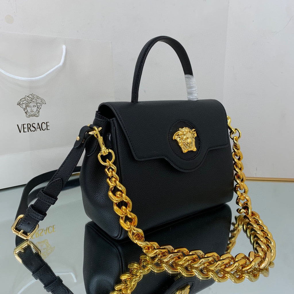 Versace DBFI039 La Medusa Medium Handbag 1039 Black Gold