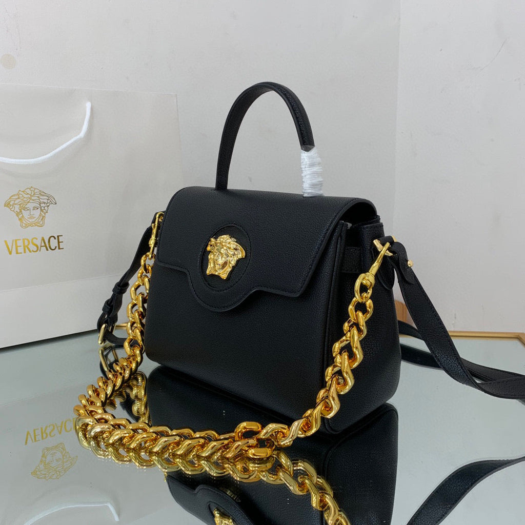 Versace DBFI039 La Medusa Medium Handbag 1039 Black Gold