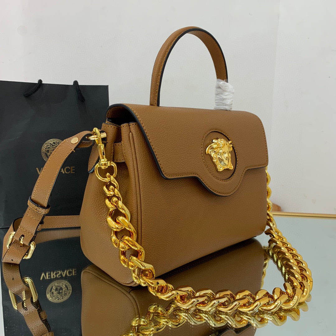 Versace DBFI039 La Medusa Medium Handbag 1039 Tan