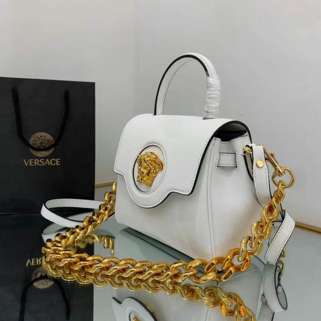 Versace DBFI040 La Medusa Small Handbag 1040 White Gold