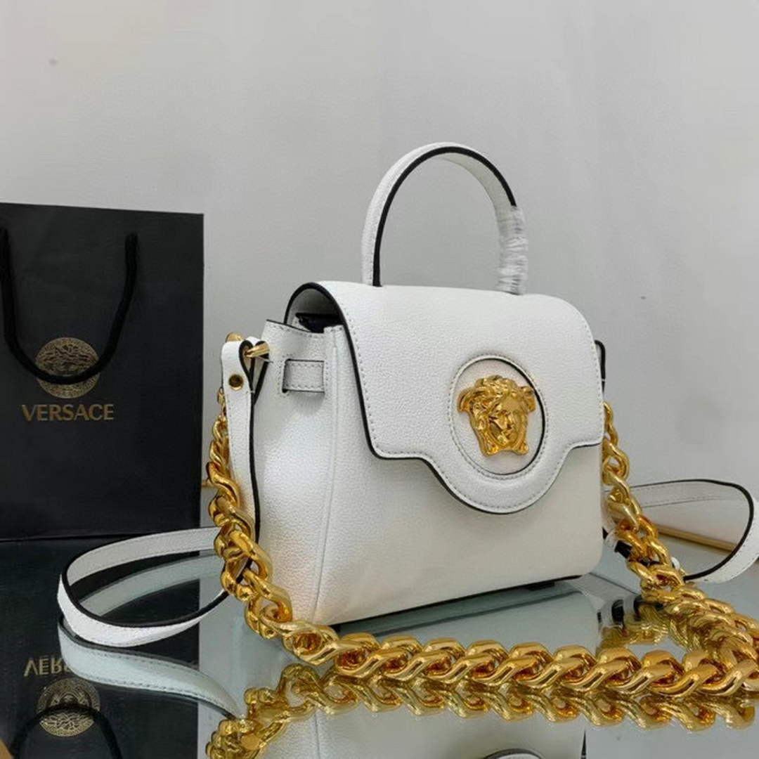 Versace DBFI040 La Medusa Small Handbag 1040 White Gold