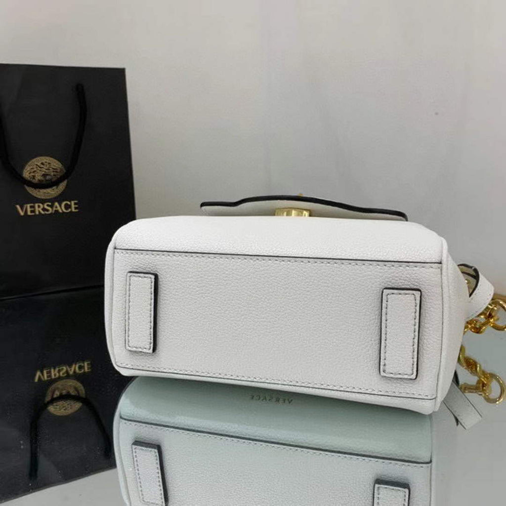 Versace DBFI040 La Medusa Small Handbag 1040 White Gold