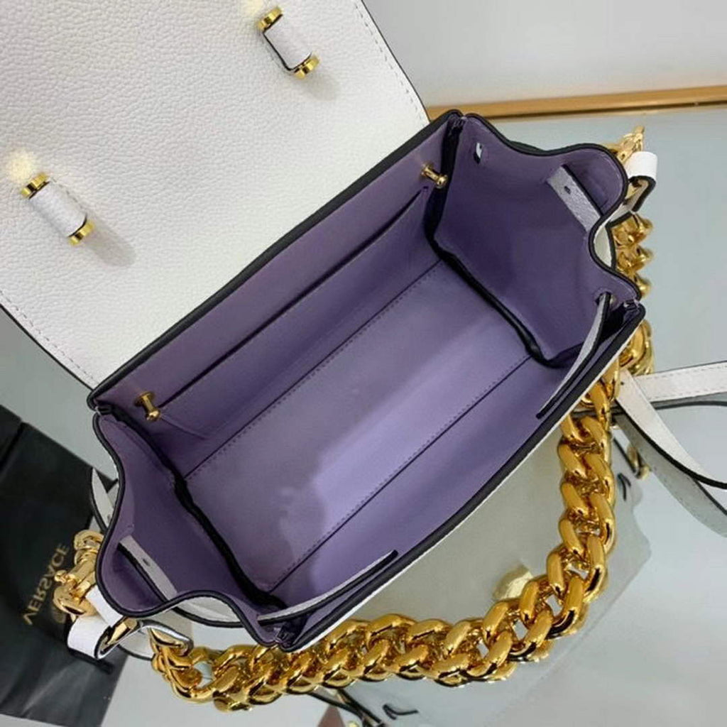Versace DBFI040 La Medusa Small Handbag 1040 White Gold