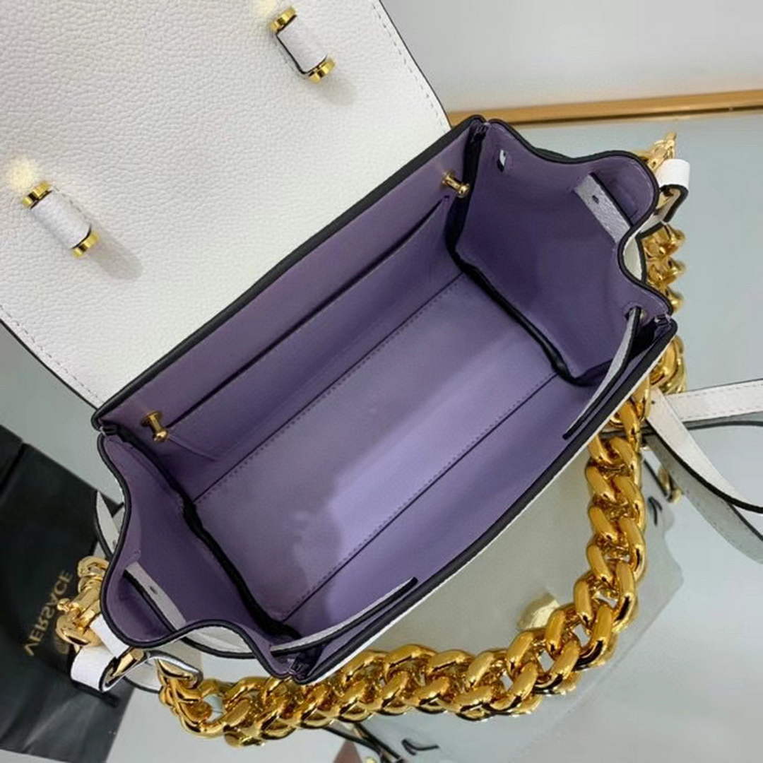 Versace DBFI040 La Medusa Small Handbag 1040 White Gold