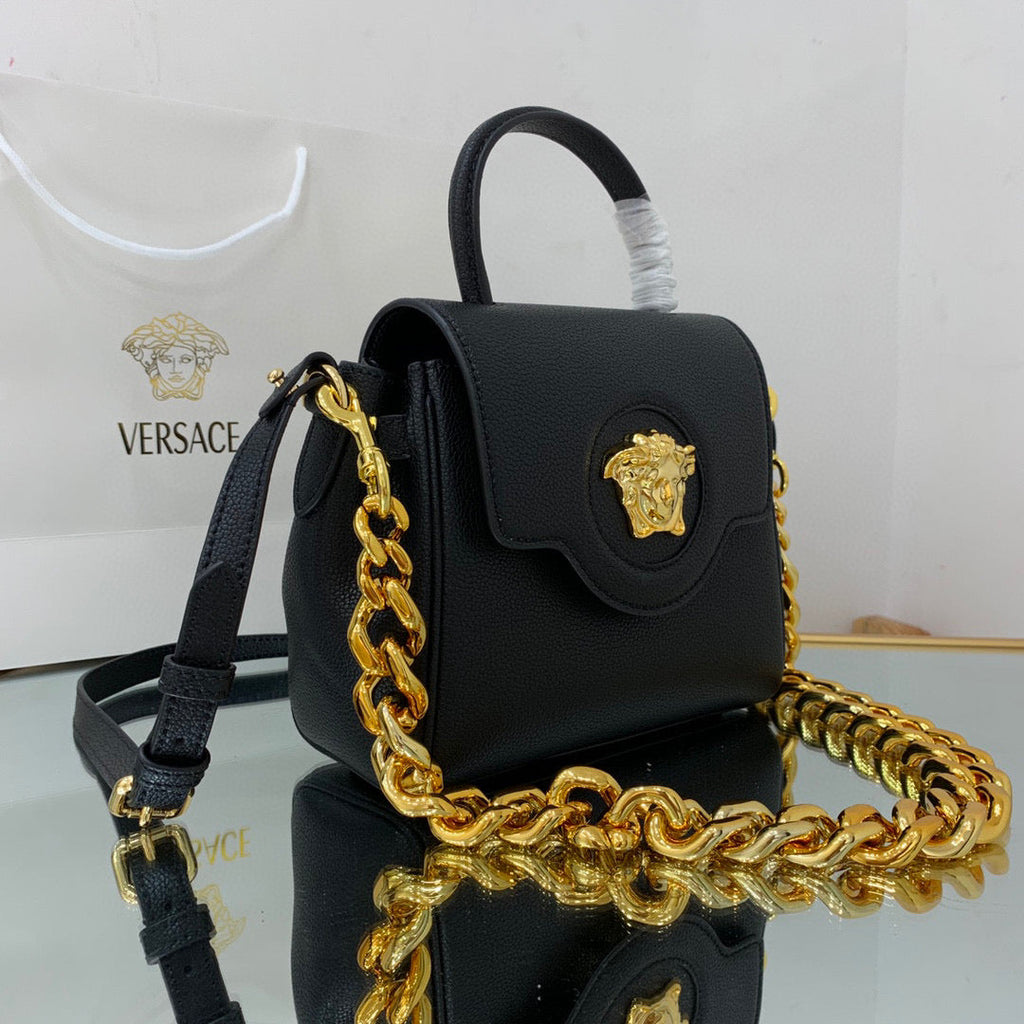Versace DBFI040 La Medusa Small Handbag 1040 Black Gold