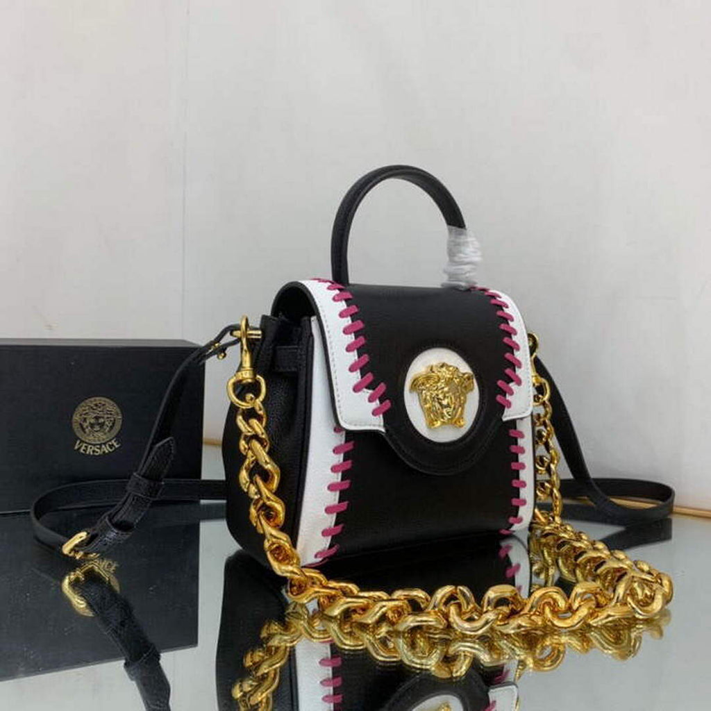 Versace DBFI040 La Medusa Small Handbag Black white