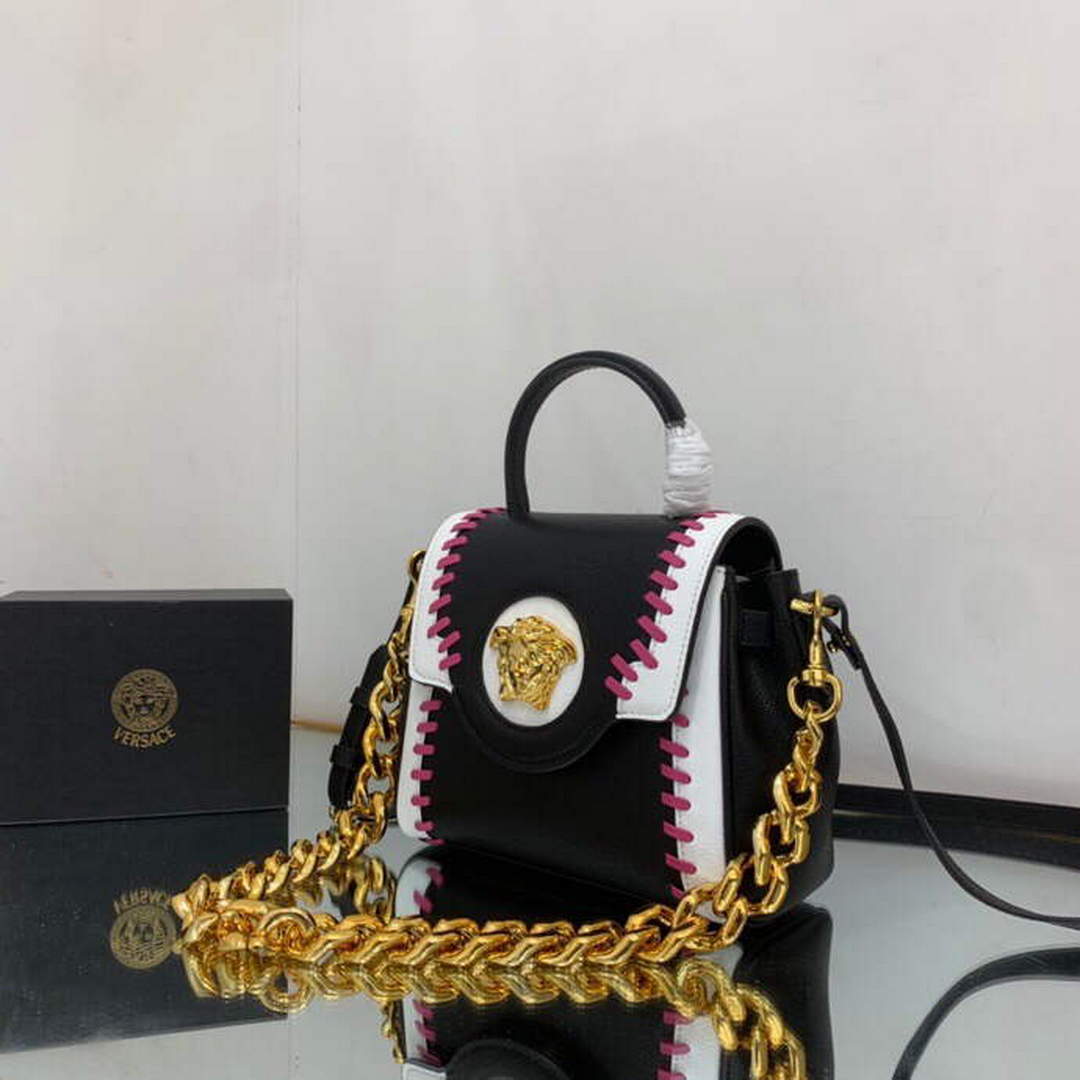 Versace DBFI040 La Medusa Small Handbag Black white
