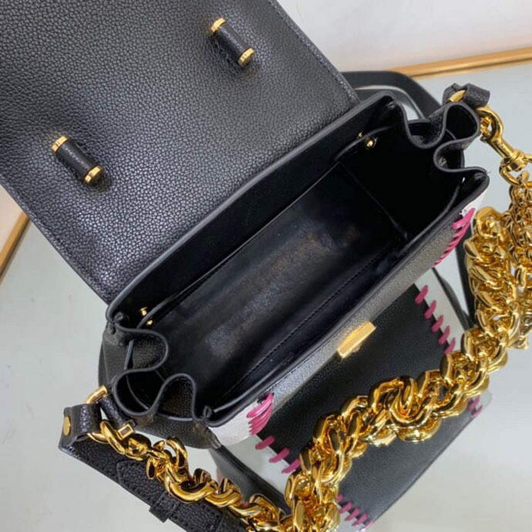 Versace DBFI040 La Medusa Small Handbag Black white