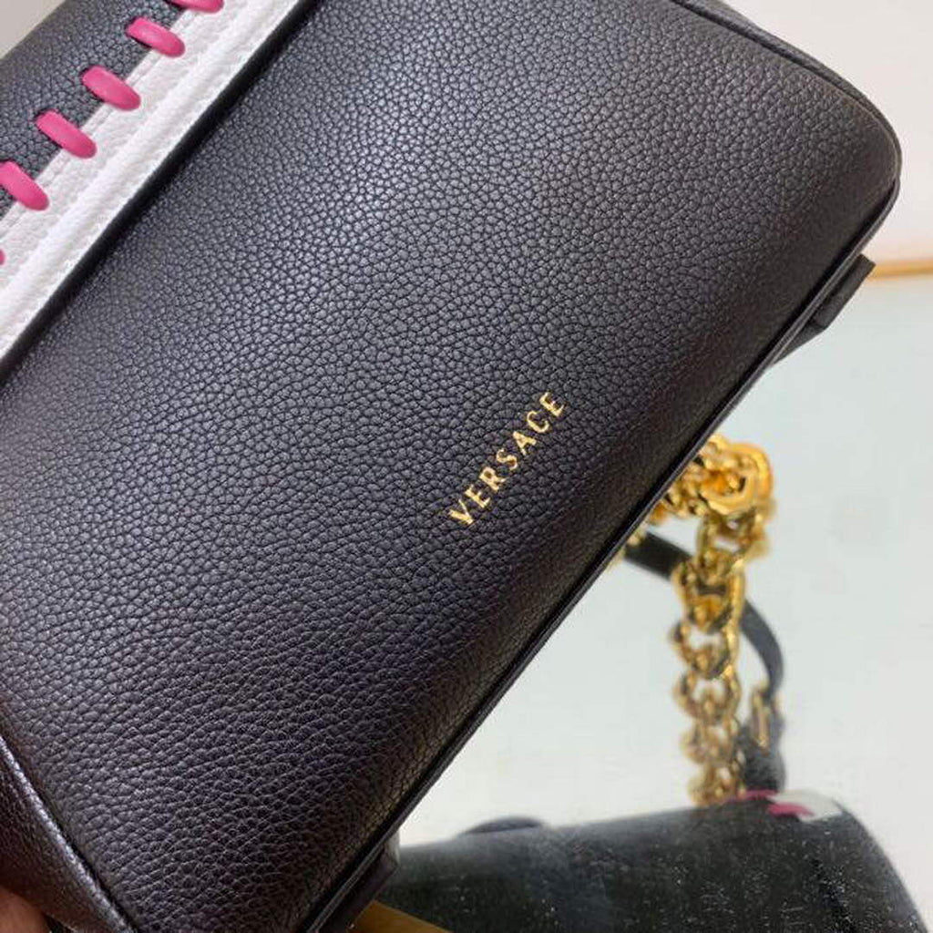 Versace DBFI040 La Medusa Small Handbag Black white