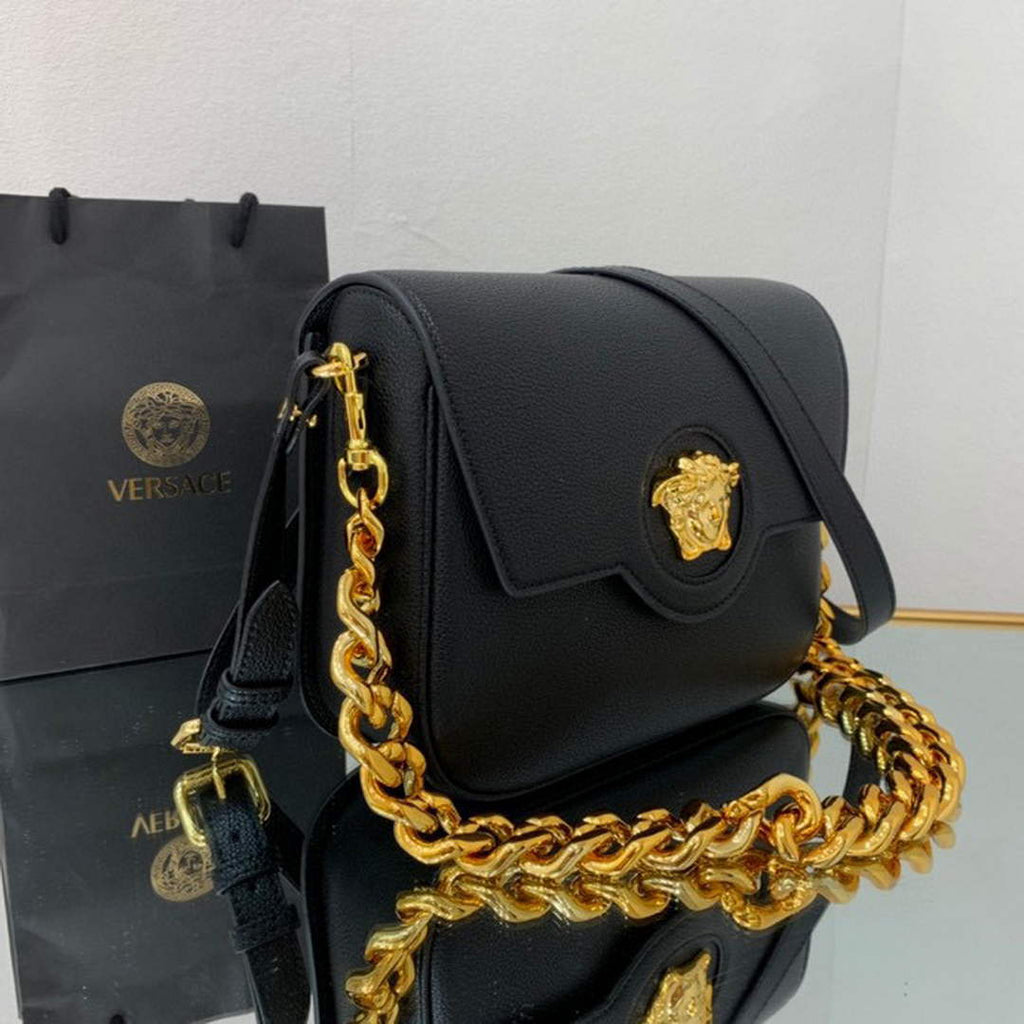 Versace DBFI067 La Medusa Small Handbag 1067 Black Gold