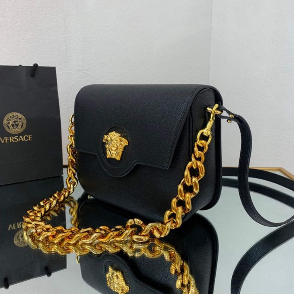 Versace DBFI067 La Medusa Small Handbag 1067 Black Gold