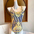 Versace FENDACE 1005956 Gold Baroque One-Piece Swimsuit - S - View 1