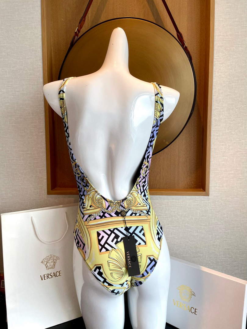 Versace FENDACE 1005956 Gold Baroque One-Piece Swimsuit