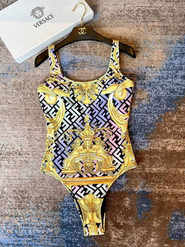 Versace FENDACE 1005956 Gold Baroque One-Piece Swimsuit