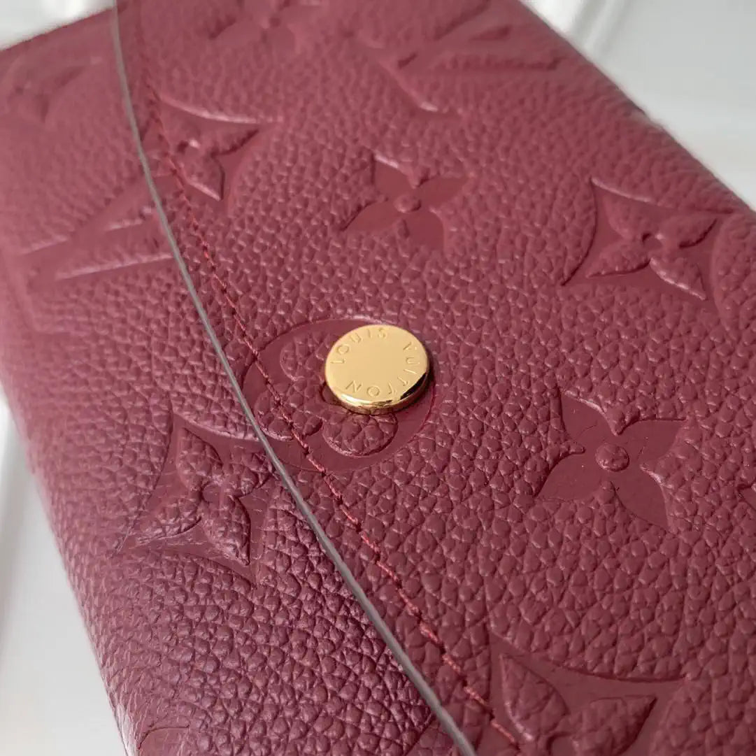 Louis Vuitton LV M62369 Emilie Wallet Monogram Empreinte Leather Wine Red