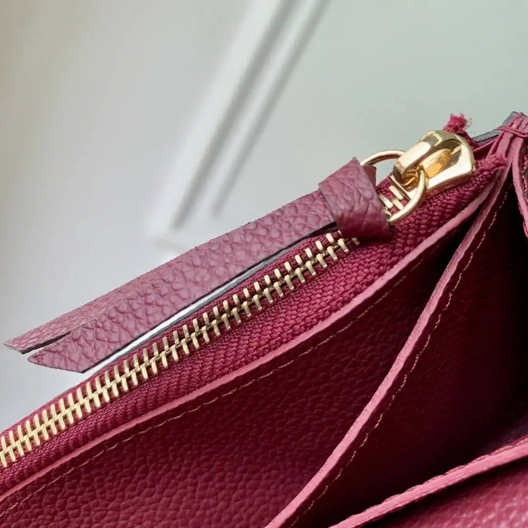 Louis Vuitton LV M62369 Emilie Wallet Monogram Empreinte Leather Wine Red