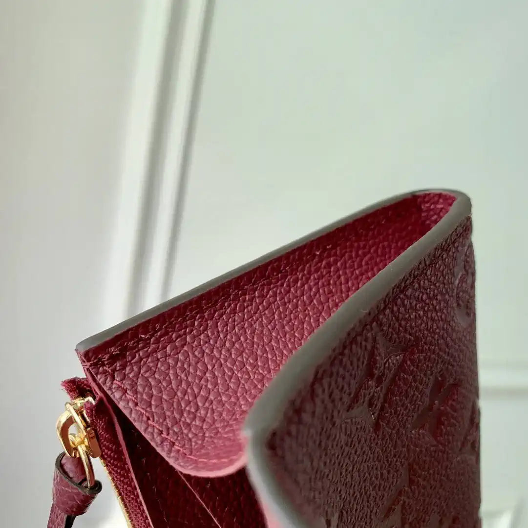 Louis Vuitton LV M62369 Emilie Wallet Monogram Empreinte Leather Wine Red