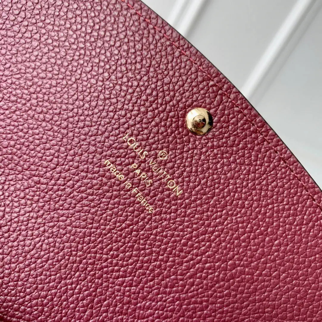 Louis Vuitton LV M62369 Emilie Wallet Monogram Empreinte Leather Wine Red