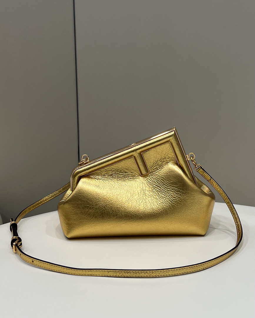 Fendi 8BP129 First Small Gold laminated leather bag 80018M - Default Title - View 1